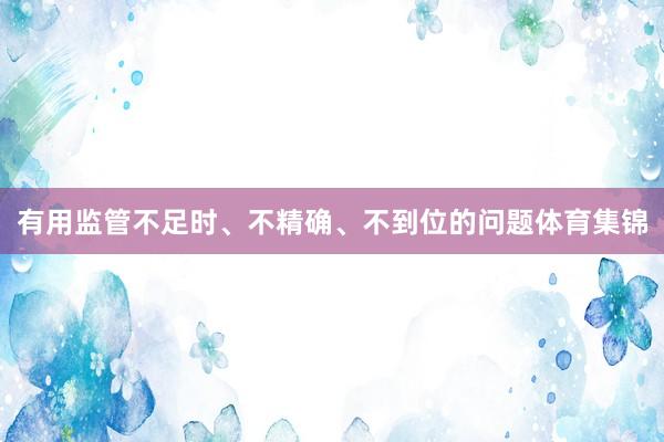 有用監管不足時、不精確、不到位的問題體育集錦