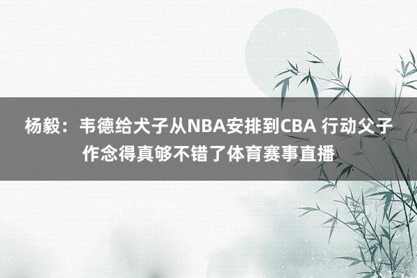 楊毅：韋德給犬子從NBA安排到CBA 行動父子作念得真夠不錯了體育賽事直播